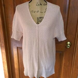 Chico's Cream V-Neck Sweater with Short Sleeves, GUC